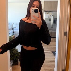 Loungewear Black Long Sleeve Top